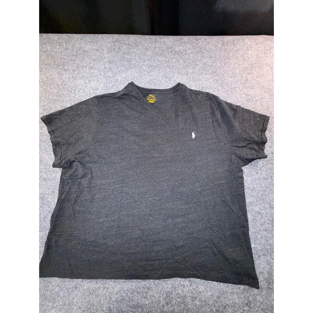 Polo Ralph Lauren Mens 3XB V-Neck T-Shirt Gray Heather Short Sleeve Pony Logo